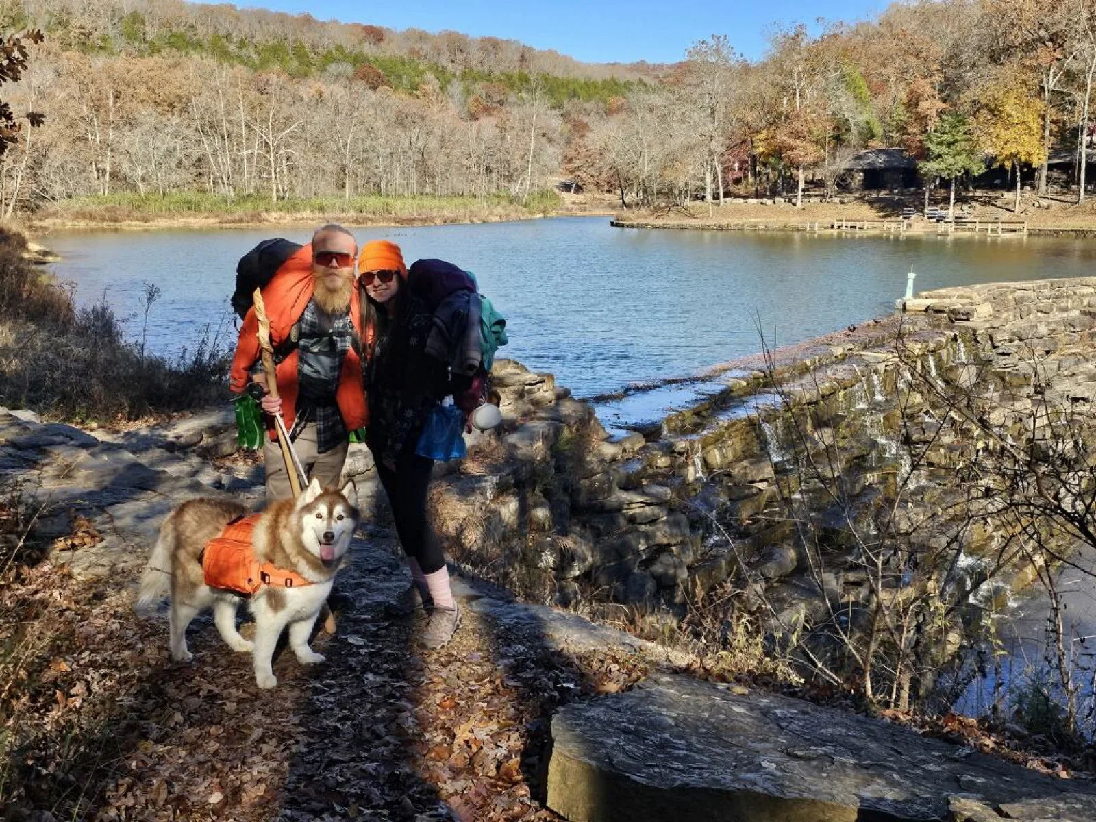 Cody and Elaine hiking with Doppler