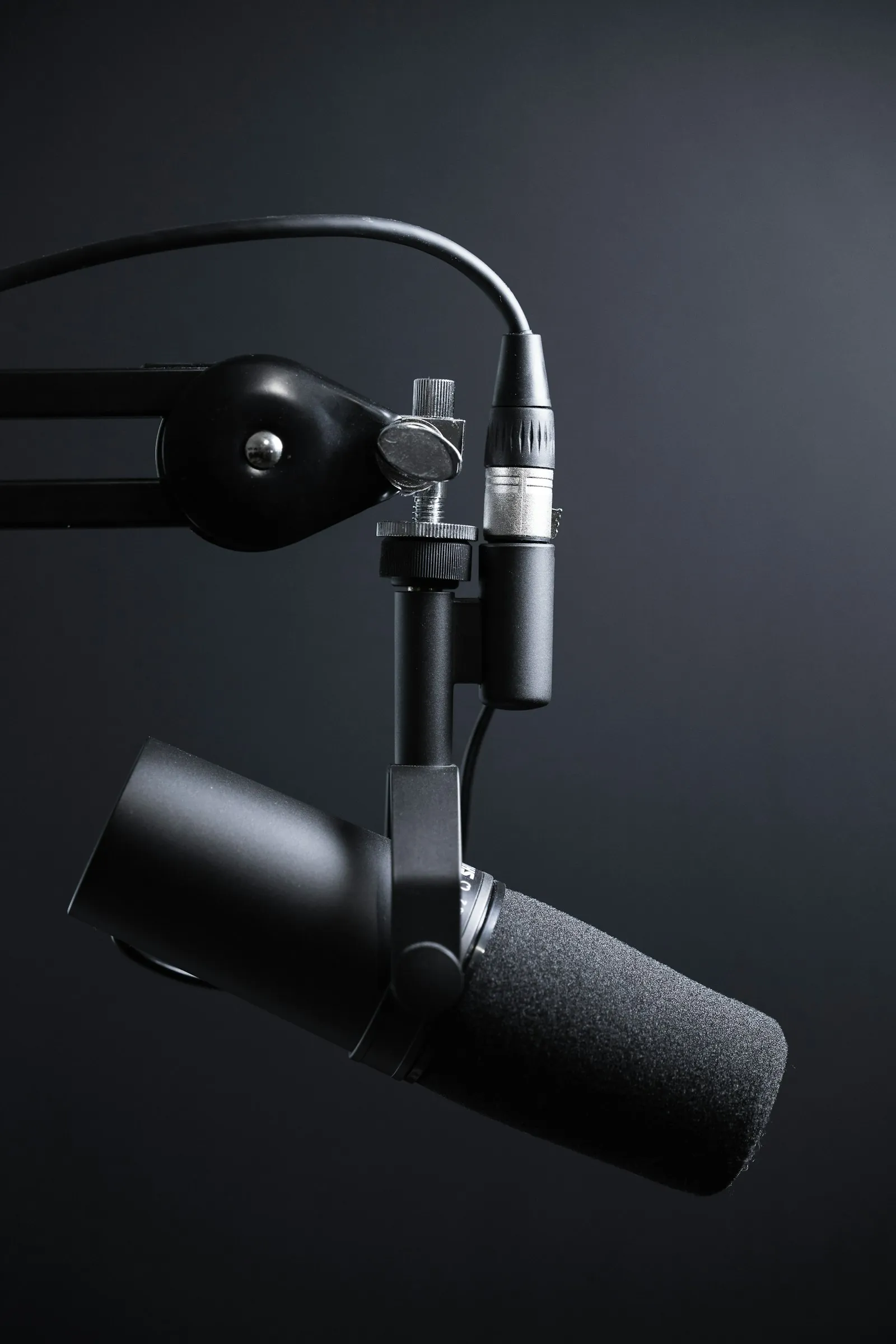 Podcast studio with microphone and headphones