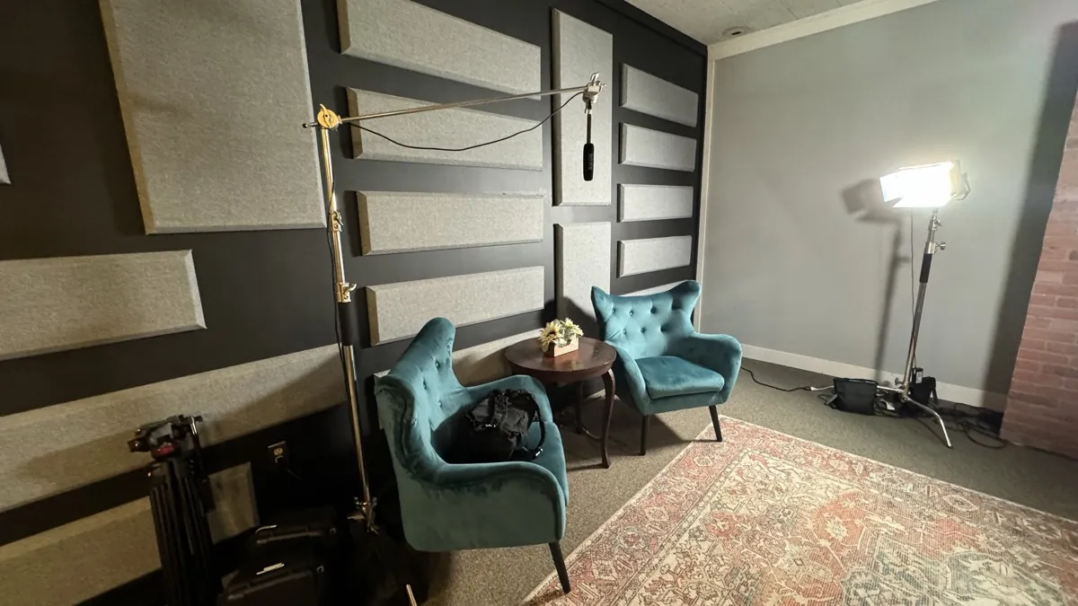 Our podcast interview studio room