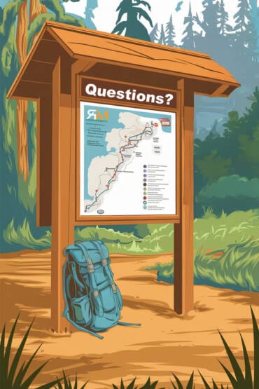 Trail sign with Questions?