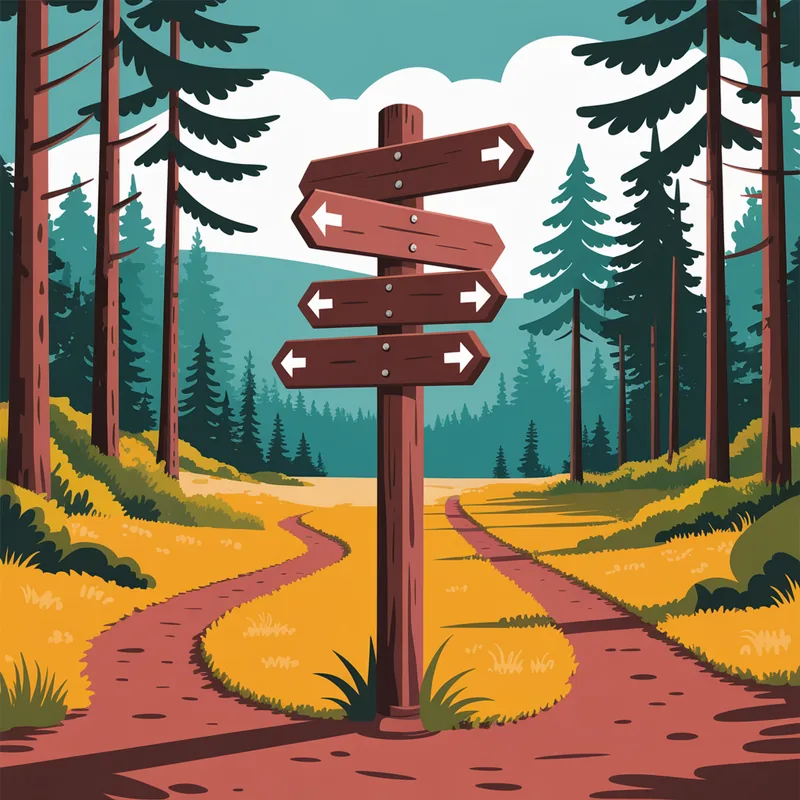 Forest path at sunset