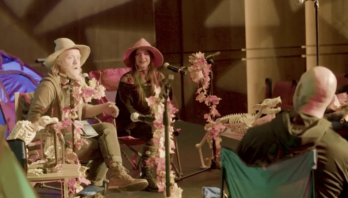 Cody and Elaine performing their live Cryptids show