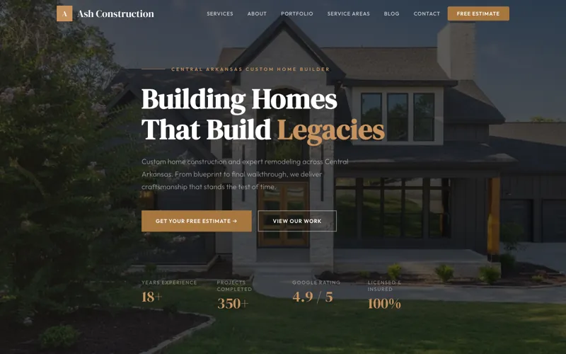 Ash Construction homepage