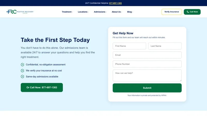Positive Recovery Centers homepage