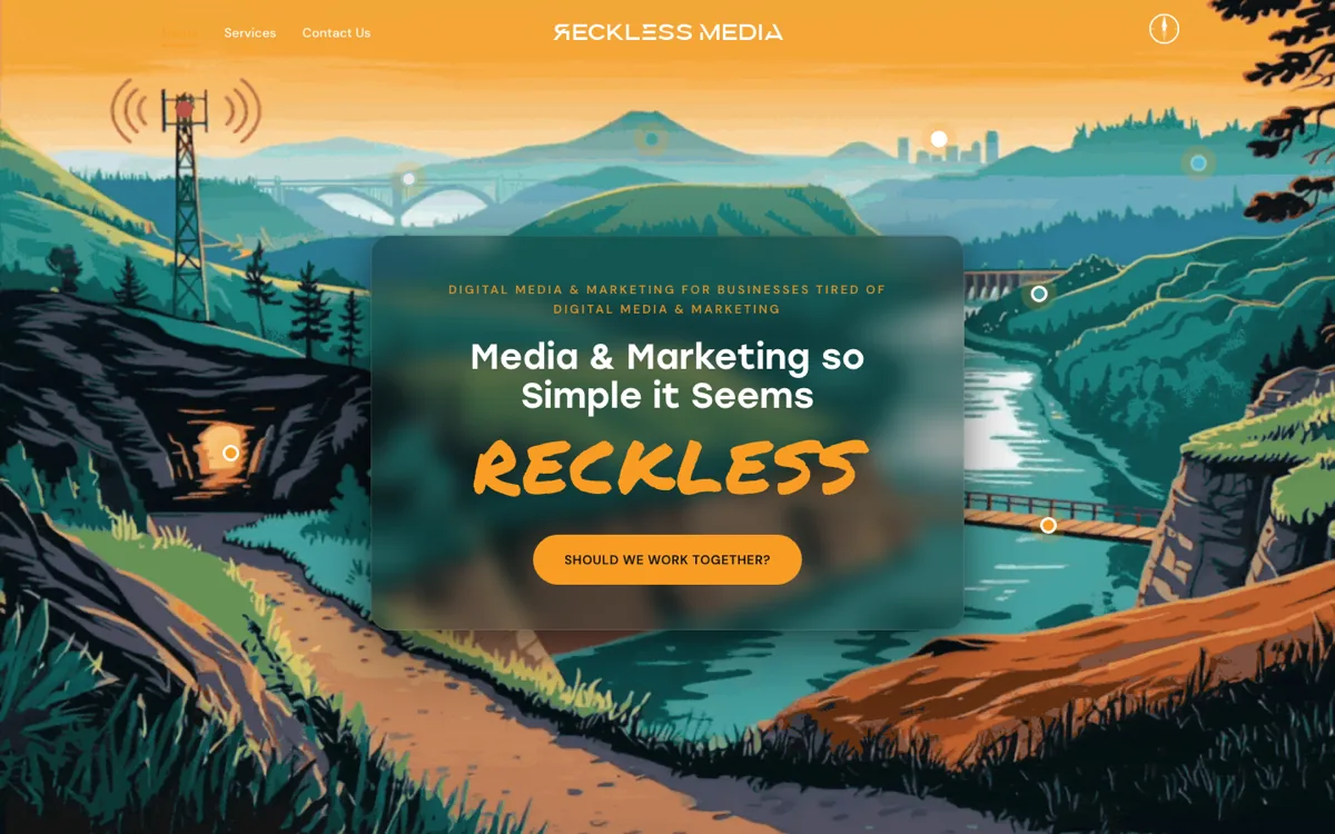 Reckless Media homepage desktop view